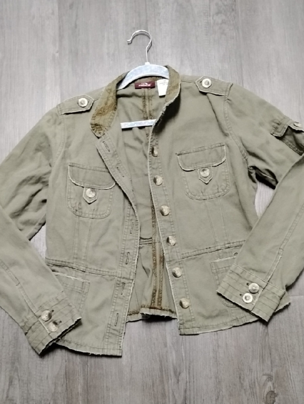 Jordache Olive Utility Jacket with Epaulets - Picture 5 of 12